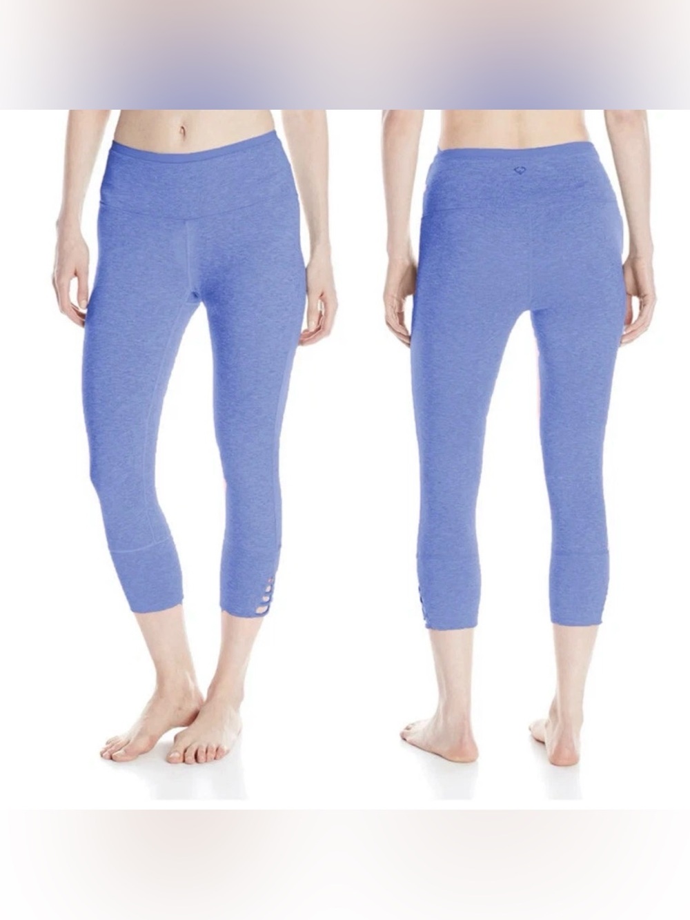Prana Tori Cropped Capri Leggings in Periwinkle Blue with Dark Blue Trim